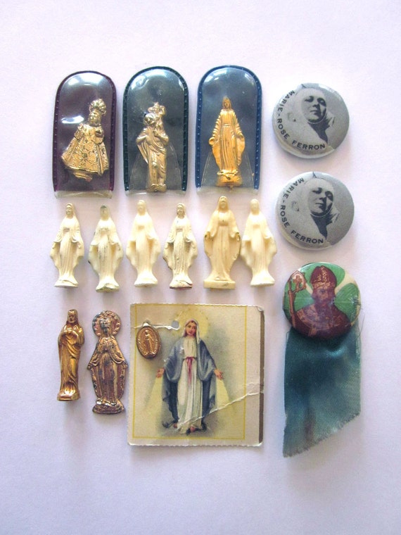 Miniature Vintage Religious Statues Religious Pins And Medals