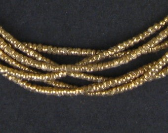450 Brass Heishi Ethiopian Beads 2mm - Brass African Beads - Made in Ethiopia ** (MET-HSHI-BRS-253)