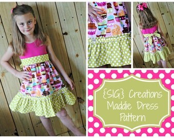 INSTANT Download PDF SIG Maddie Dress Pattern - Upcycle Knit Top to Dress Sizes 0-6 month to 14 Youth/Tween