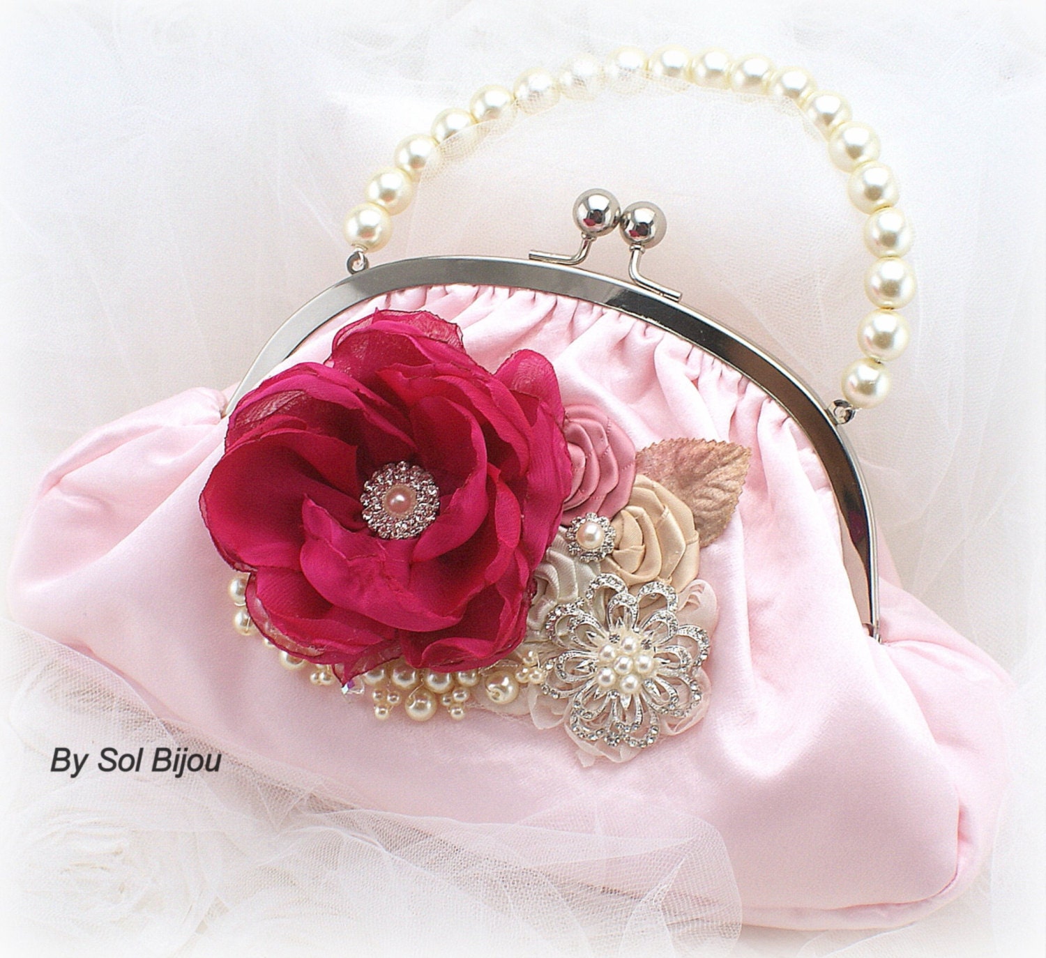 pink bridal purse