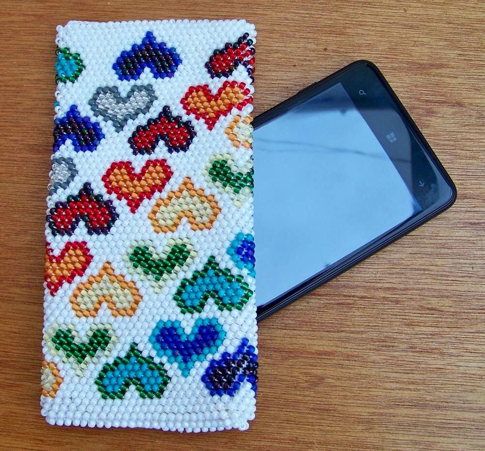 Mobile phone case seed beads any pattern or color iPhone