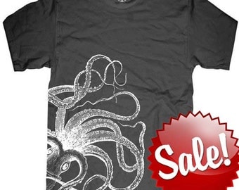 Octopus mens T-shirt --- Kraken -- sizes sm med lg xl xxl skip n whistle