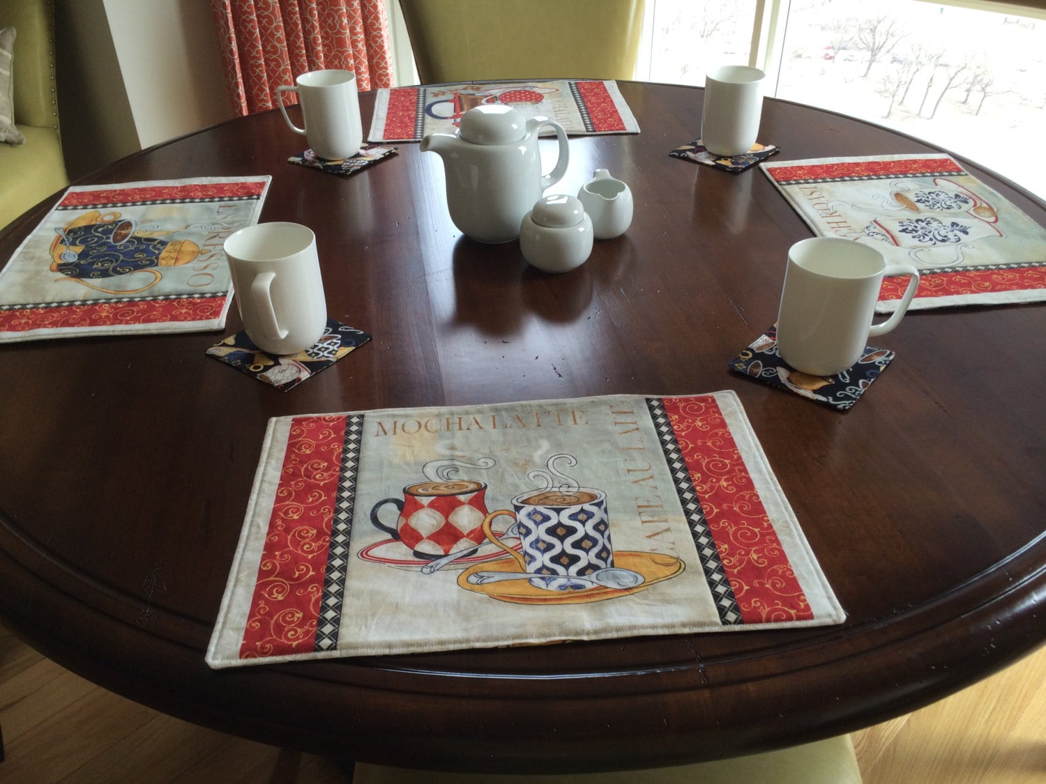 Placemats & Coasters with reversible Coffee Theme by QuiltMix