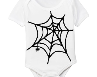 Spider Web Halloween Organic Baby Bodysuit