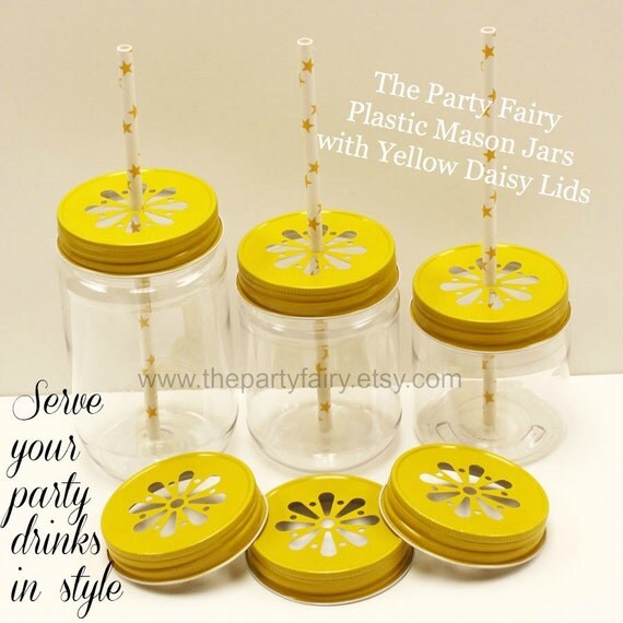 Items similar to 10 Plastic Mason Jars & FREE JAR Lids, Mason Jars with