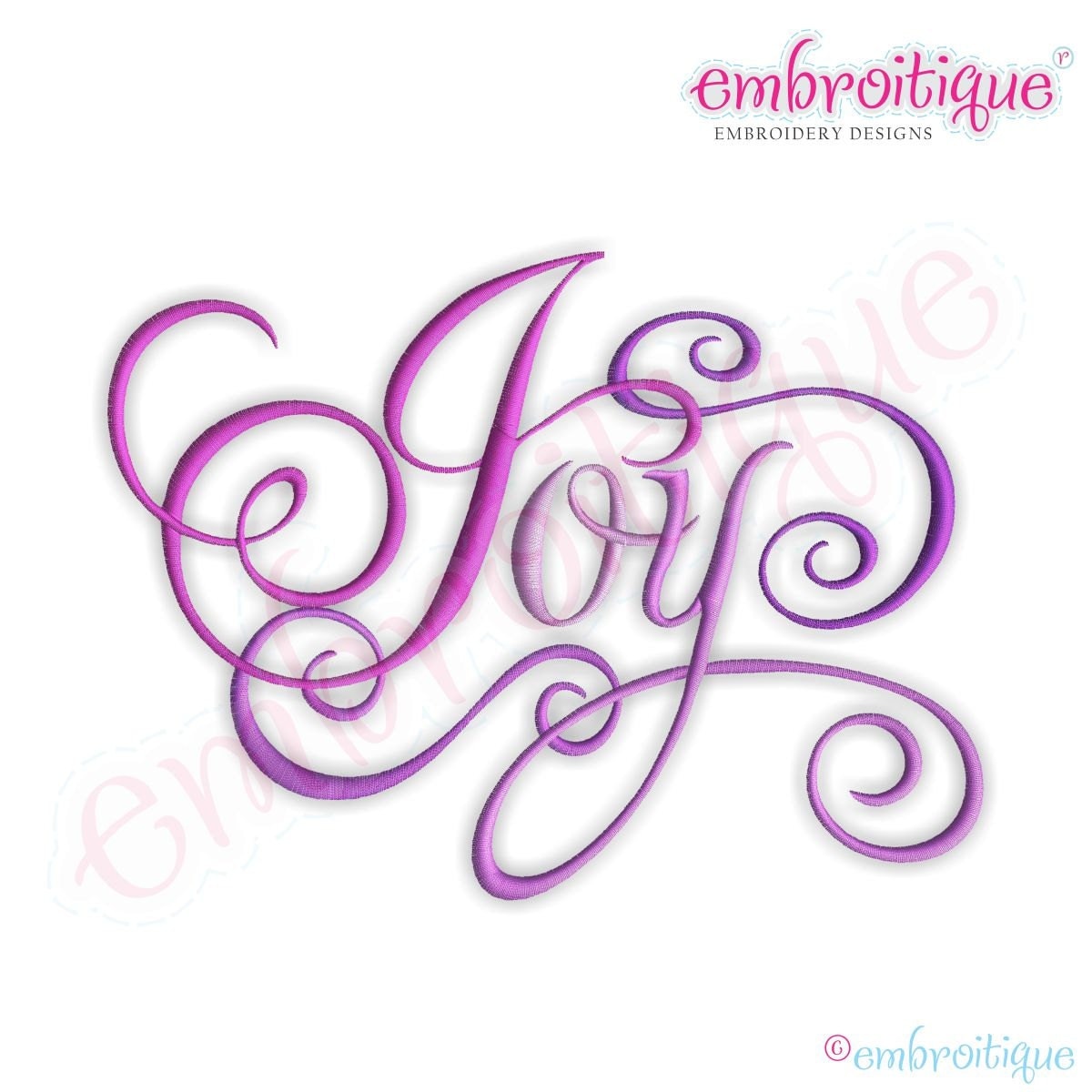  Joy  Calligraphy Script Embroidery Design  Small Instant