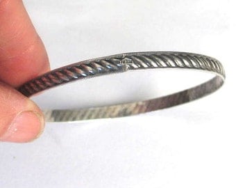 SALE Vintage Patterned Sterling Bangle Bracelet