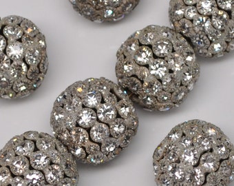 20 X 22 mm Vintage Rhinestones Bead Balls Large Silver Toned Classic Huge 2 or 4 Pieces
