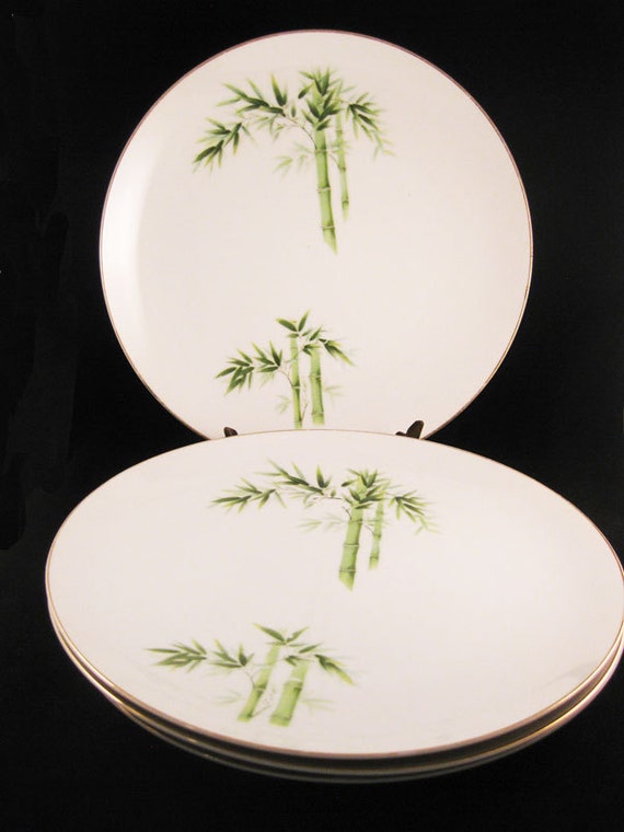 Orient China Bamboo Dinner Plates 4 Made In Japan
