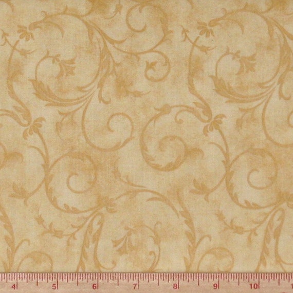 Gold Scroll Design Cotton Quilt Fabric by the Yard by fabric406
