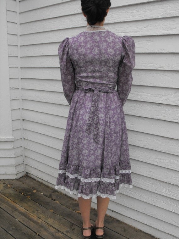 Vintage Gunne Sax Dress Floral Purple Romantic Western Prairie