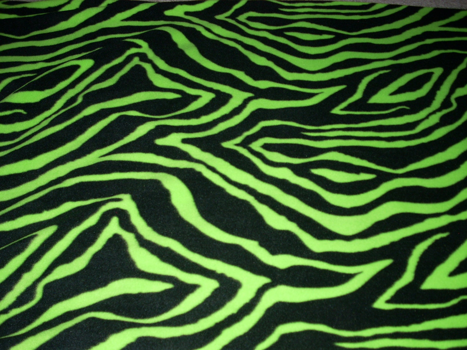 Fleece Fabric Lime Green and Black Zebra Print by quiltsbylauren
