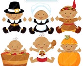 Thanksgiving Baby V2 Cute Digital Clipart - Commercial Use OK - Thanksgiving Graphics, Baby Thanksgiving, Autumn Baby Clipart Il_170x135