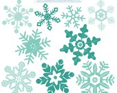 Blue Snowflakes Cute Digital Clipart - Commercial Use OK - Christmas Graphics - Christmas Clipart - Snow, Snowflake Clipart Il_170x135
