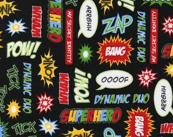 ADVENTURE by Illustration Ink from Superhero by Robert Kaufman Cotton Fabric 1 Yard