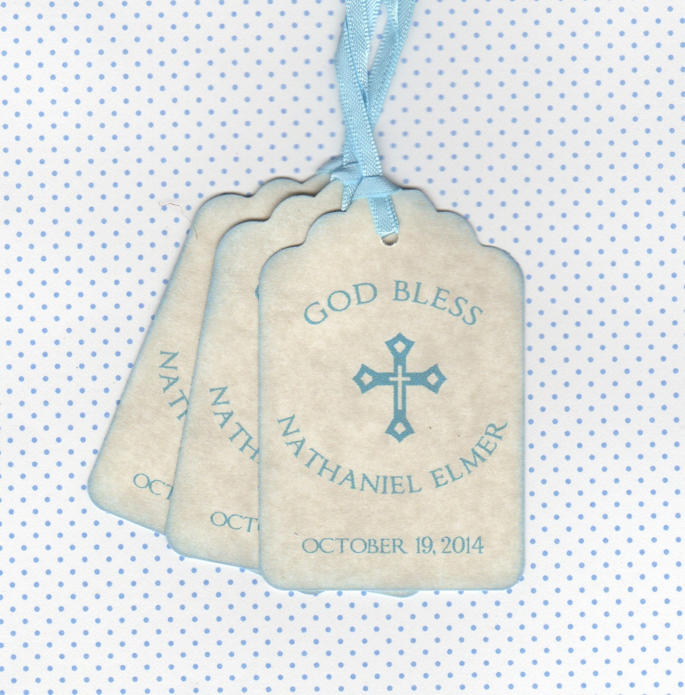 20 Religious Baby Boy Baptism Favor Tags / by luvs2create2 on Etsy