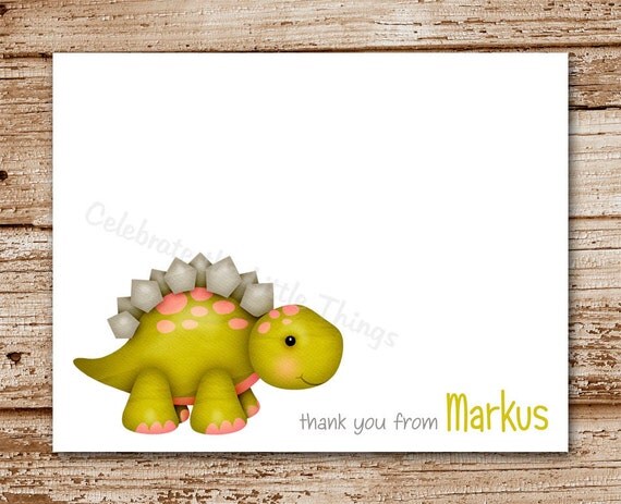 Set of 8 Dinosaur Cards / Personalized Stationery / Thank You Note Cards Il_570xn