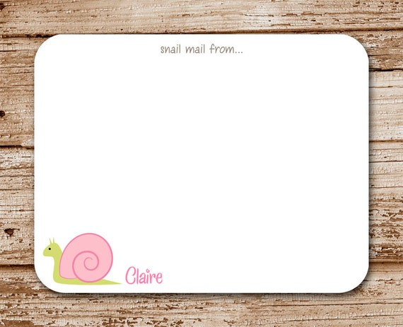 Set of 12 Snail Note Cards, Notecards for Girls | Snail Mail | Personalized Stationery | Flat Cards Il_570xn