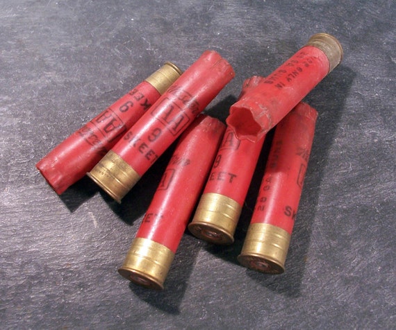 Red Shotgun Shells Used Shotgun Hulls Six 6 RED Plastic Case