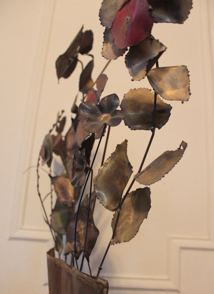 c jere style metal sculpture vintage 1970s Flower Pot by cammoo