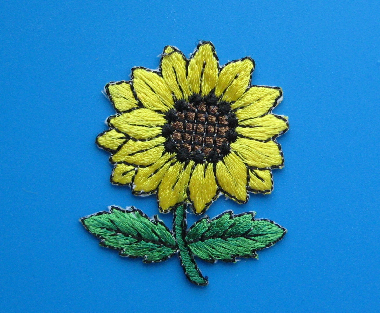 IronOn embroidered Patch SUNFLOWER 2.1 inch
