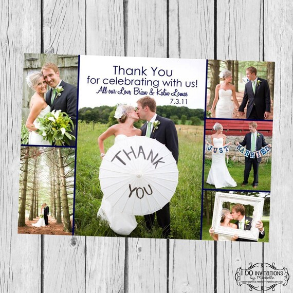 Wedding Thank You Photo Card - Collage - Digital File Il_570xn