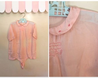 vintage 1920s girl's romper - BABY PINK 20s silk playsuit / 3-4T