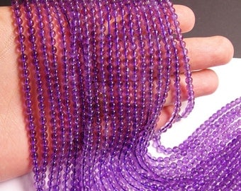 Amethyst - 3mm round - 123 beads - full strand - A quality