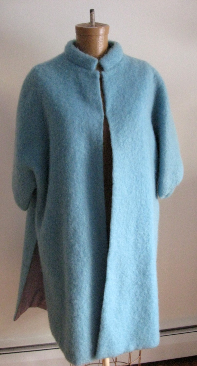 Vintage Coat / Mohair Coat / Pale Blue Mohair Coat / Tunic