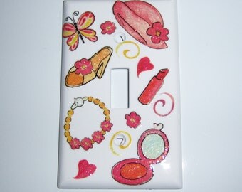 Girly girl pink single light switch cover
