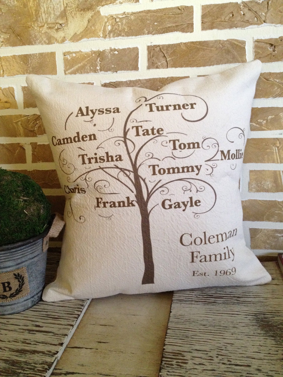 Family Tree Pillow Personalized with Names by SimplyFrenchMarket