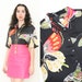 Vintage 80s 90s Silk Butterfly Print Blouse Medium Large Hipster Revival Glam