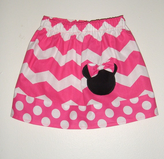 Minnie Mouse skirt Pink Chevron & dot skirt by minnieschild