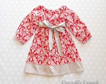 Robe Fille Brodée Motif Noël Chez Ami - Taille 4, En Coton, Sans Manches, Occasion Très Bon état