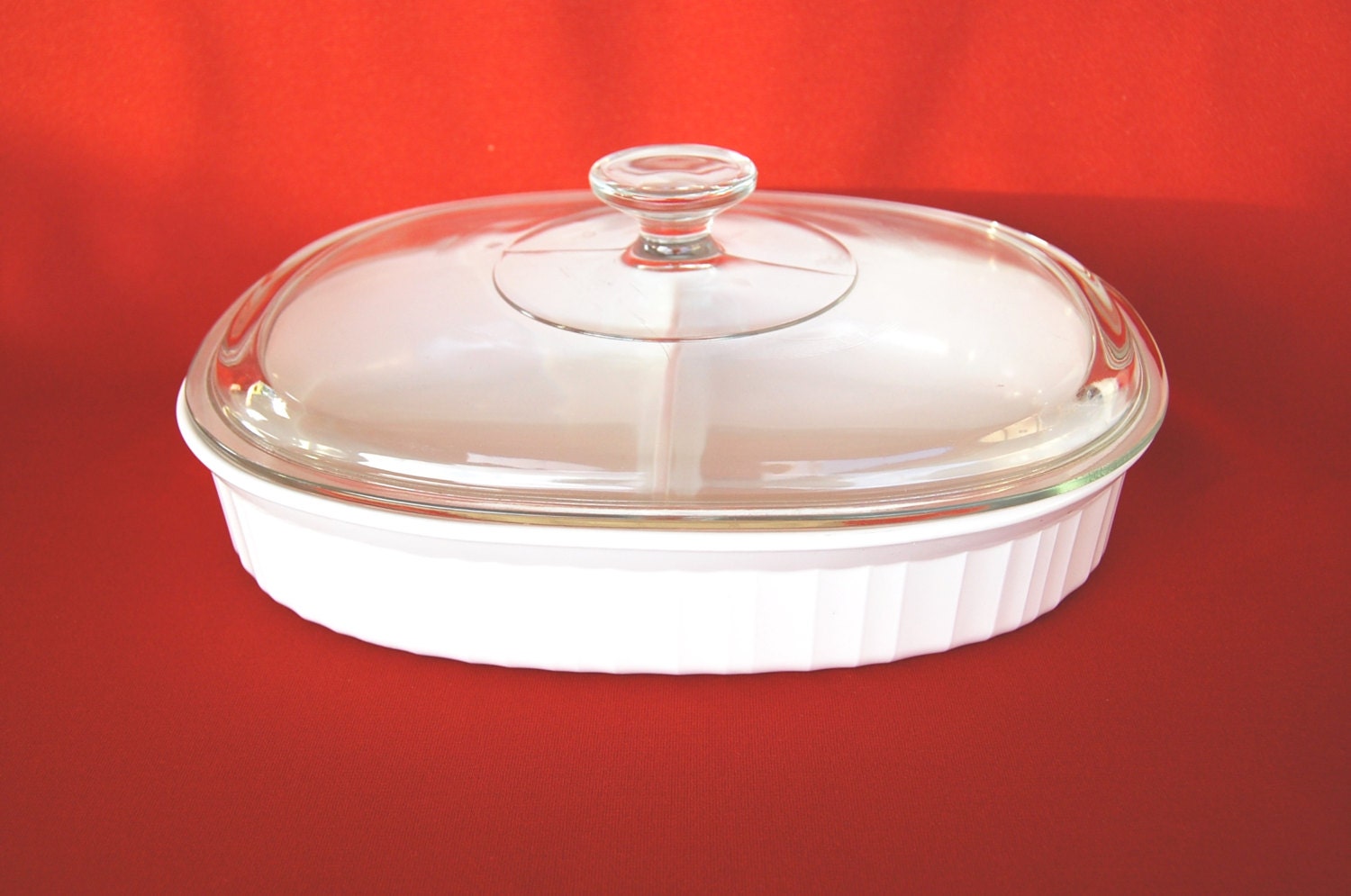 Vintage Corning Ware French White F6B Covered Divided