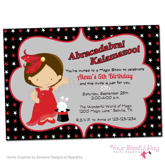PRINTABLE Girl Magic Show Party Invitation #550 Il_570xn
