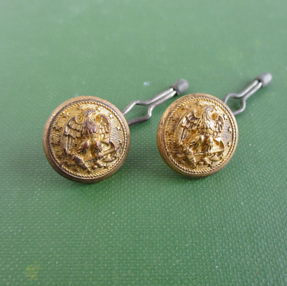 2 Gold Navy Uniform Buttons Vintage Eagle & Anchor by lucra