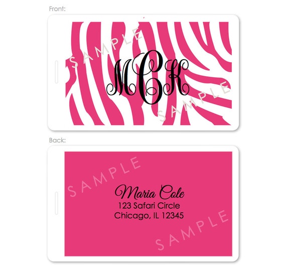 Items similar to Zebra Print Luggage Bag Tag on Etsy