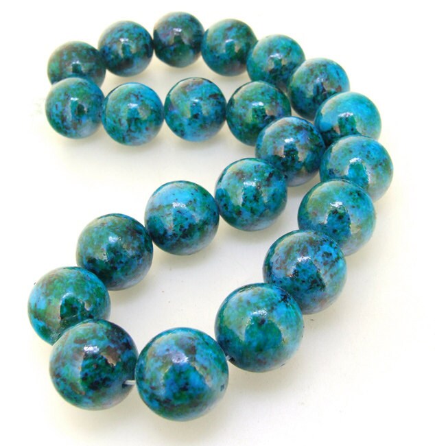 Large 18mm Azurite Chrysocolla Jasper Round Beads by backgard