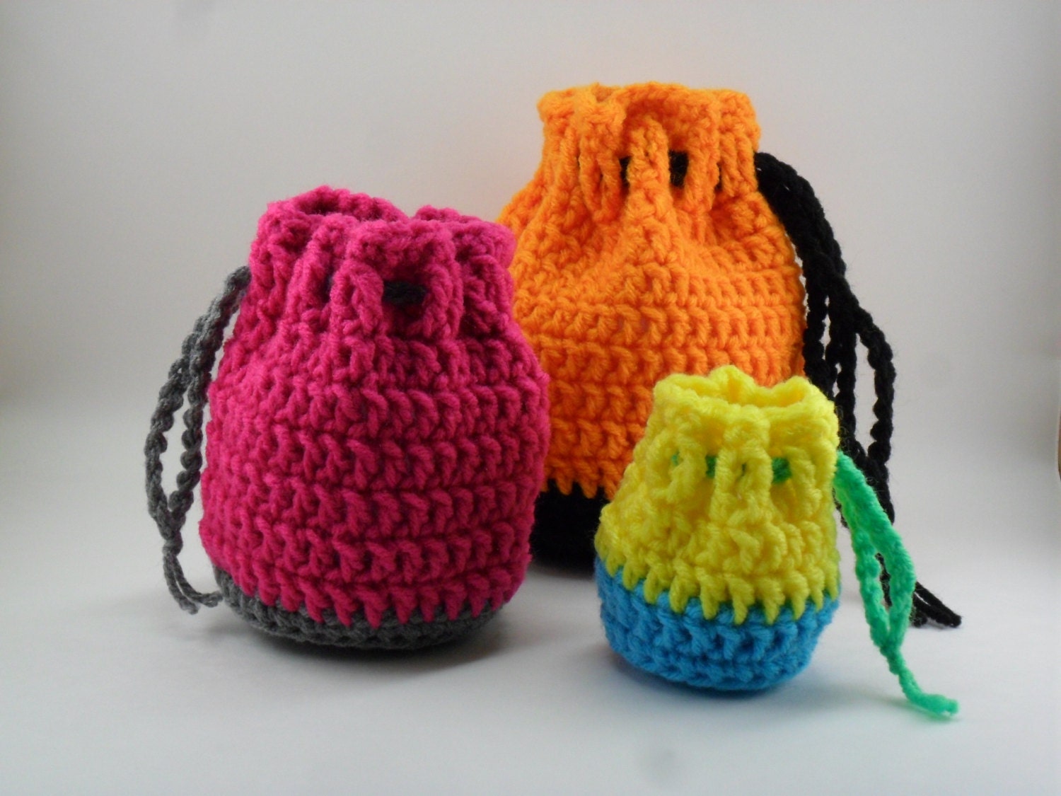 Drawstring Bag Set Digital Download PDF Crochet by LilacsLovables