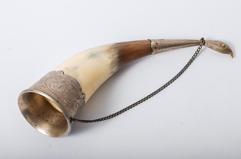 Vintage Georgian traditional wine drinking horn. From Soviet