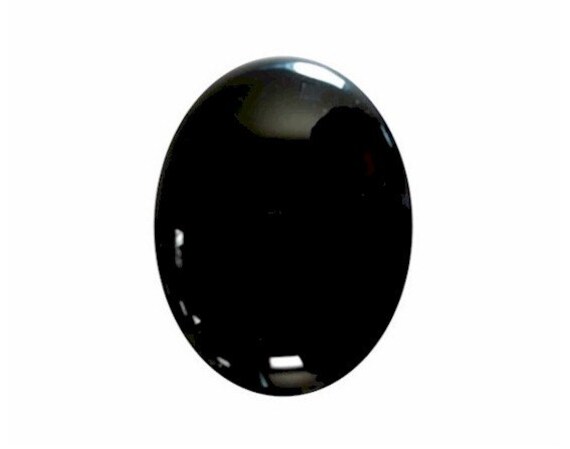 Pierre Cabochon D'onyx Noir Naturel 18x13 Mm - Pour Fabrication De Bijoux, Artisanat, Collection