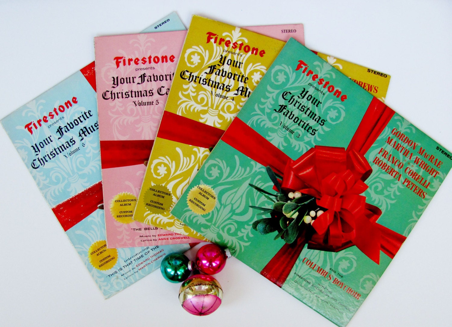 Vintage Christmas Records Albums 1960s Holiday Decor Firestone