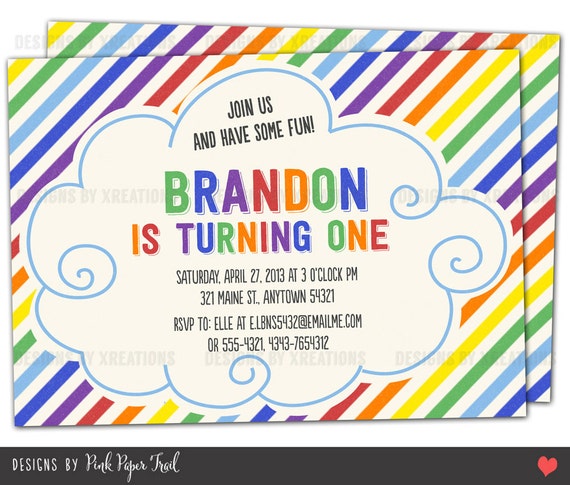 Vintage Rainbow Invitation - colorful party - Rainbow inspired printable invitation Il_570xn