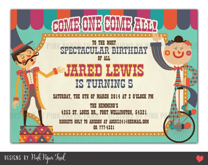 Circus Carnival Party Invitation v.1 - Print Your Own