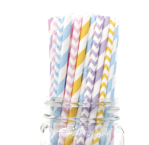 Princess Party Paper Straws, Pink Paper Straws, Purple Paper Straws, Pastel Colors, Lavender, Baby Shower, Wedding, Kids Birthday Party Il_570xn