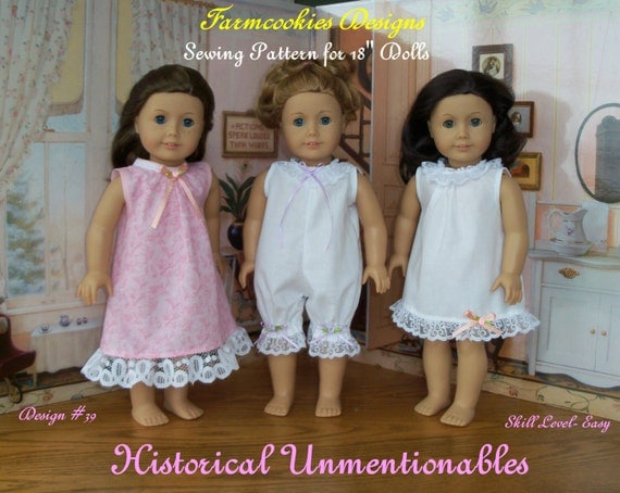 PDF SEWING PATTERN / Historical Unmentionables / Sewing Pattern for American Girl® or other 18" Doll