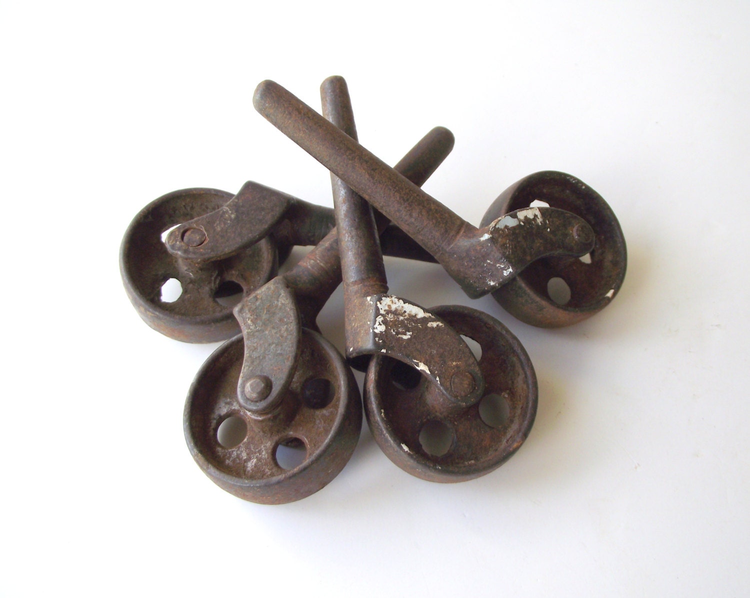 Caster Wheels Set of 4 Cast Iron Furniture Casters Salvaged