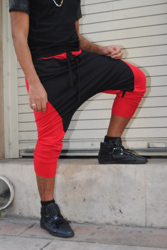 red and black jogger pants