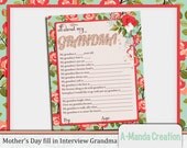 Mother's Day Interview Sheet to fill in for GRANDMA, great gift from the grandchildren for Mother's Day Il_170x135
